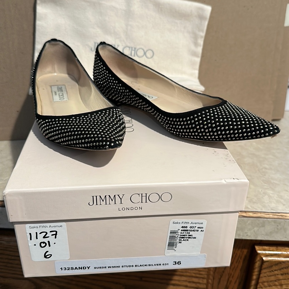 Jimmy Choo size 36 “skimmer suede w/ mini studs”